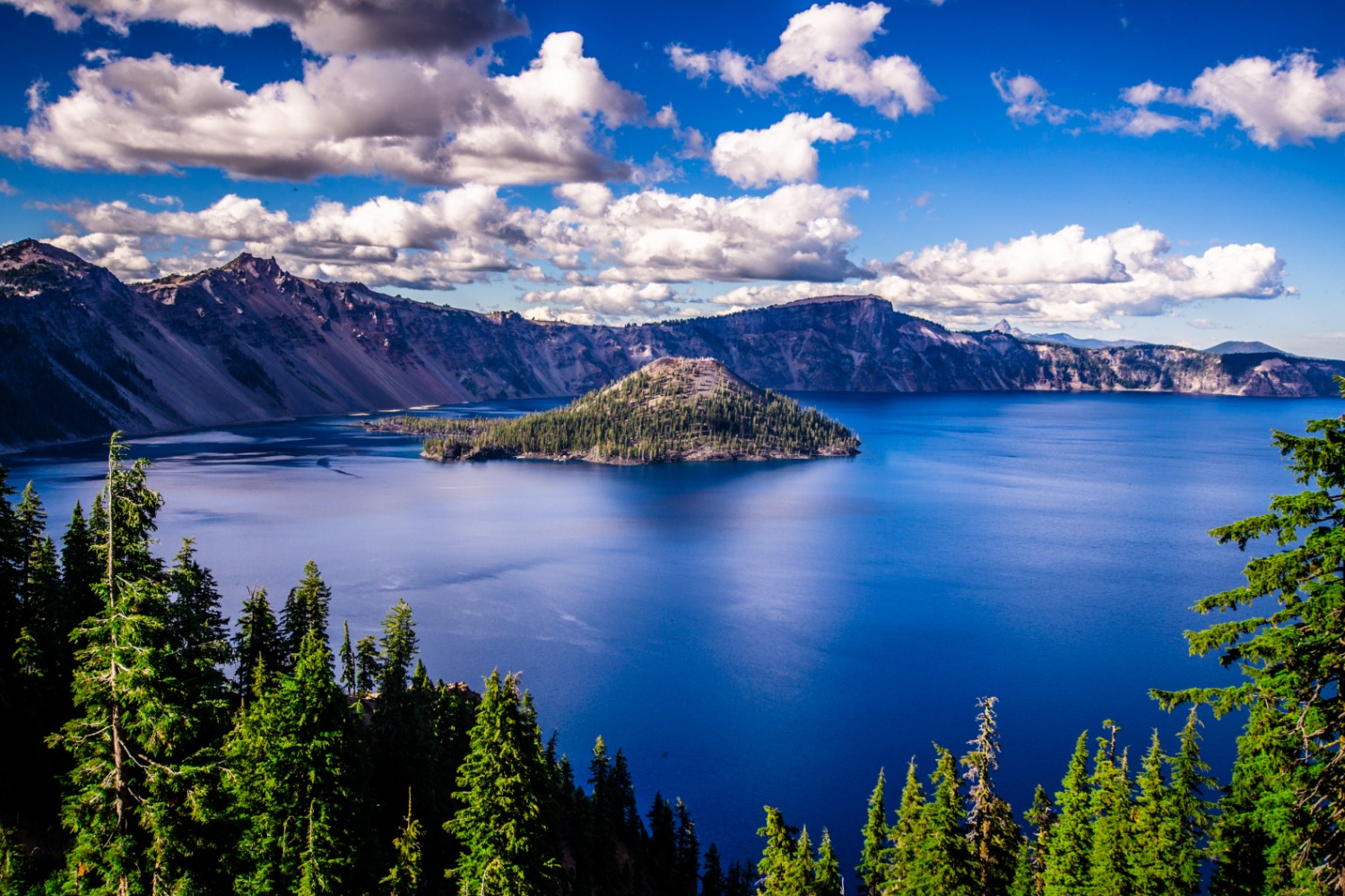 Crater Lake National Park, trees, forest, wizard island