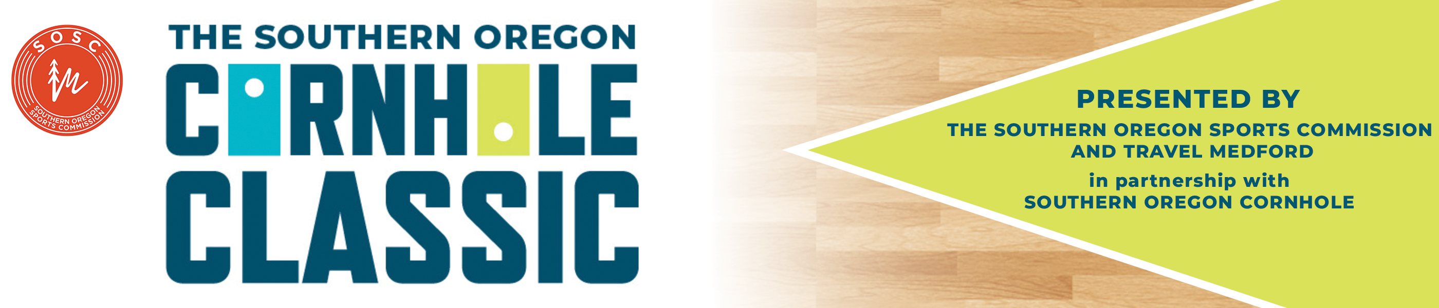 SOSC logo, southern oregon sports commission, sports, southern oregon cornhole classic 2022